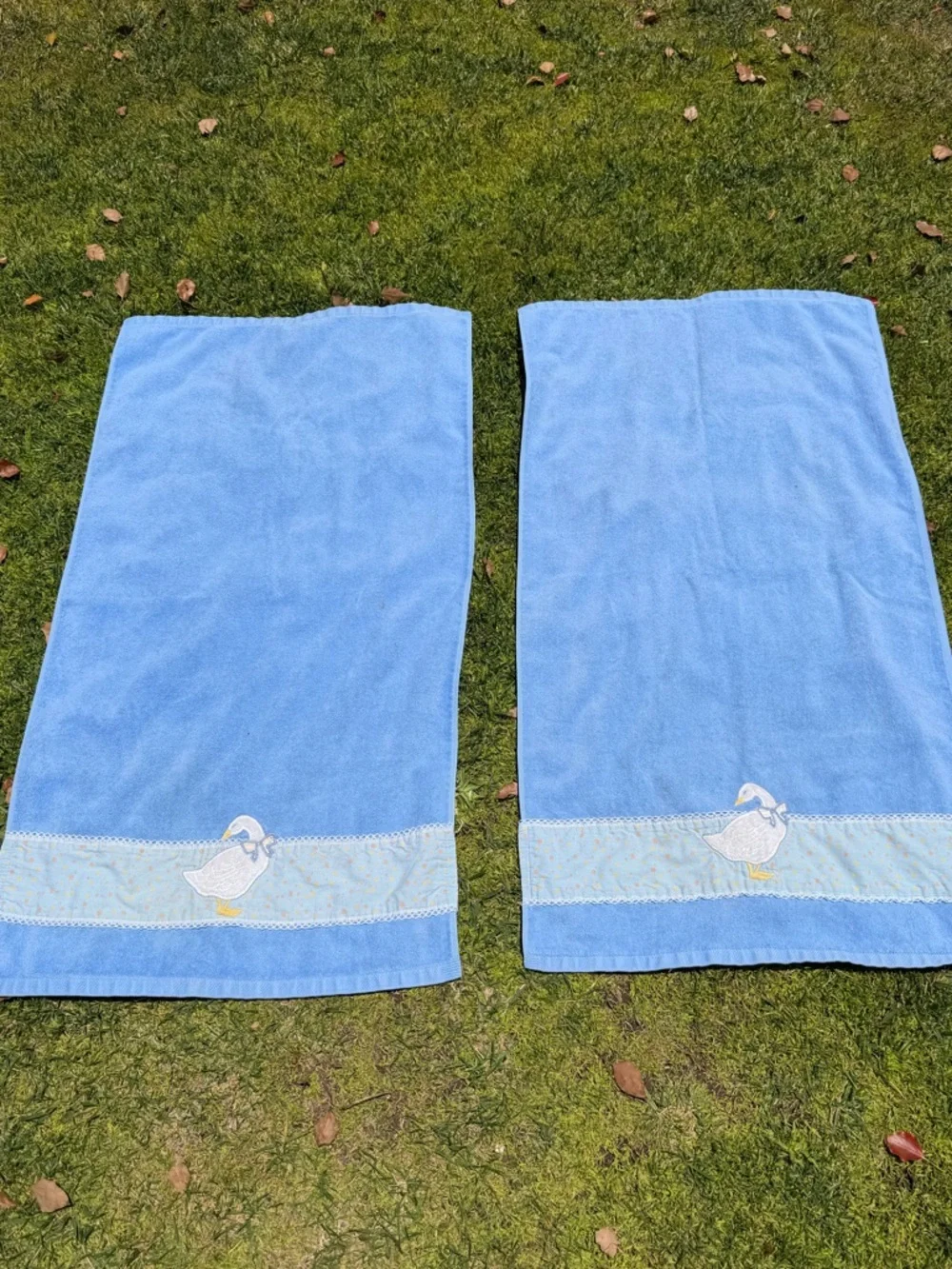 VTG Country Goose 3-Piece Bath Towel Set Blue Farmhouse Cottage RA Briggs FLAW - Picture 2 of 16
